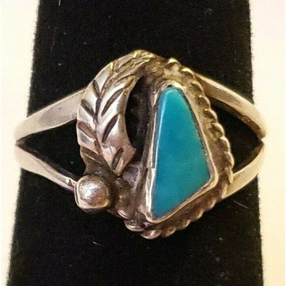 Navajo Turquoise Ring sz 4.5 Sterling    (NAR 1432) - Picture 1 of 4
